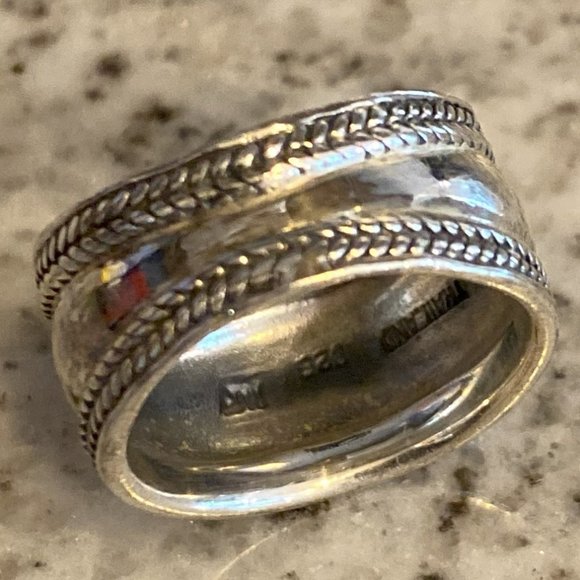 Vintage .925 Sterling Silver Cigar Band Ring, EUC - Picture 5 of 6